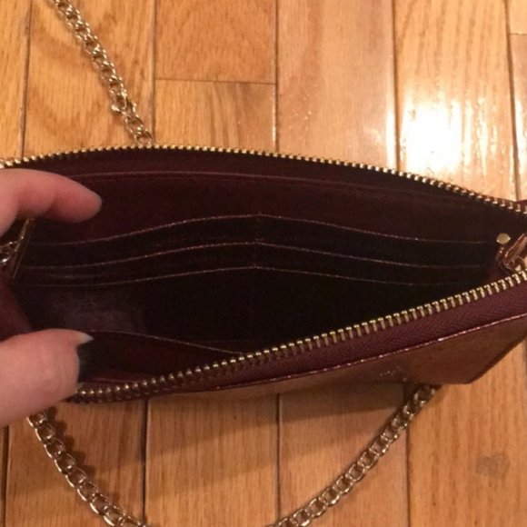 Barneys New York cherry metallic leather bag